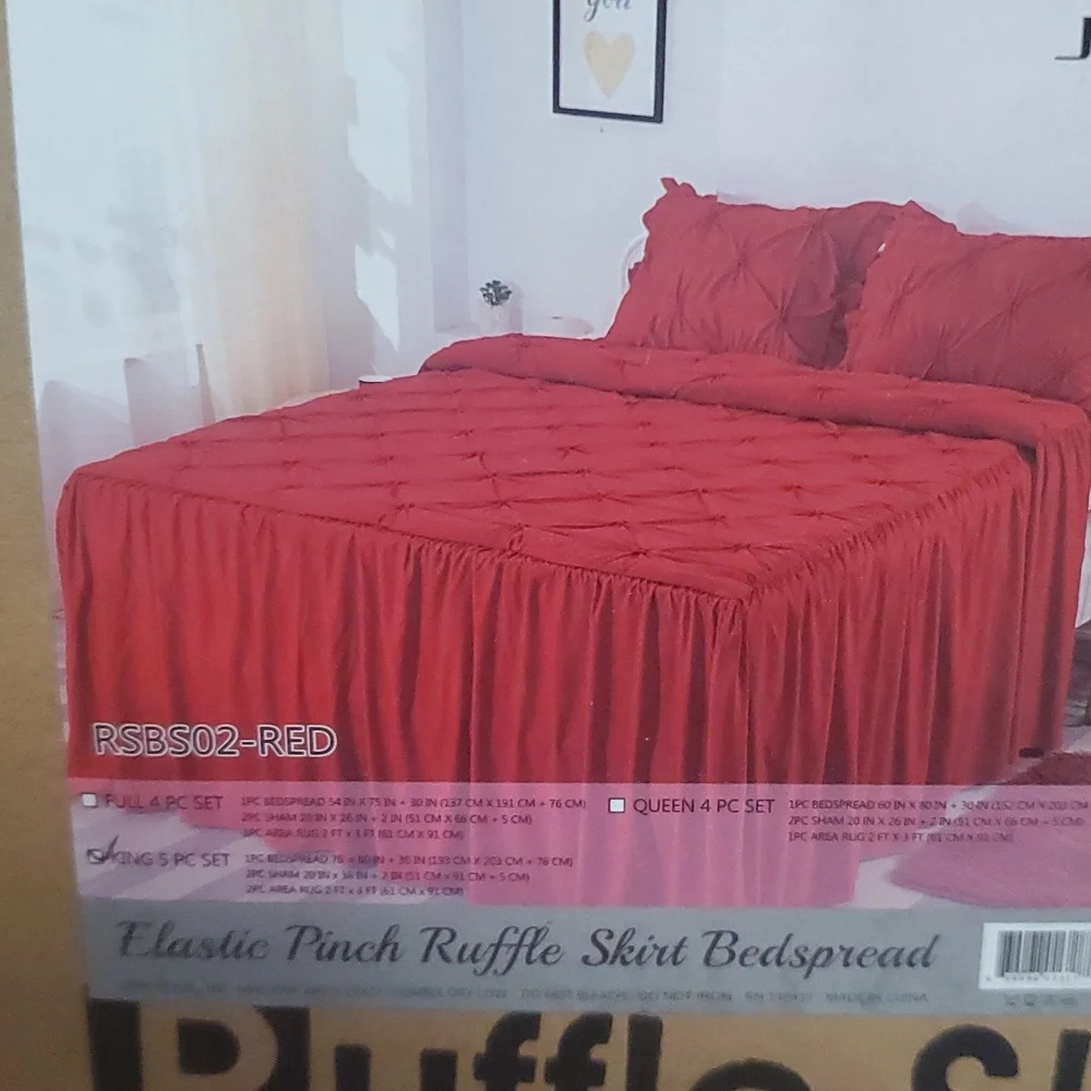 Red Ruffle Comforter Bedding Red - Picture 2 of 9